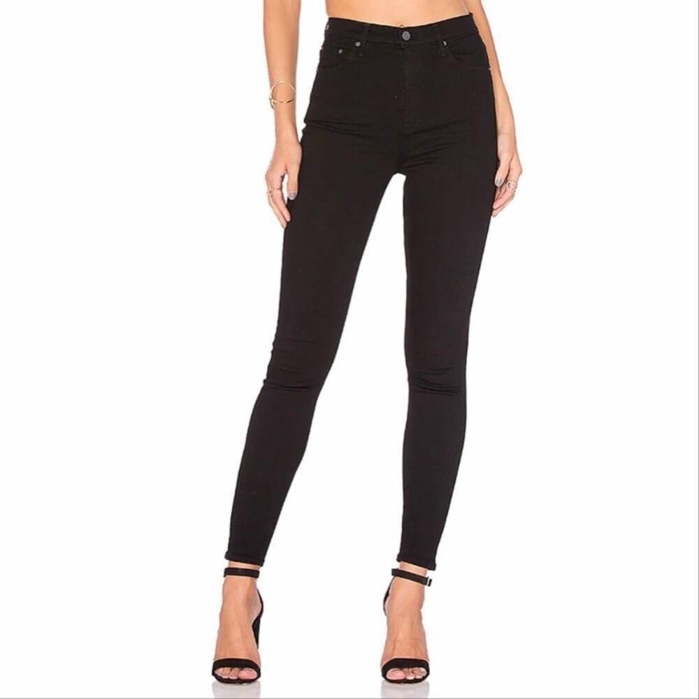 NWT GRLFRND Kendall Super Skinny Jeans Black High Waisted Classic Preppy Size 24